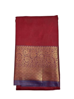 Kadambari Pattu Semi Soft Silk Saree, Maroon with Gold Zari Border