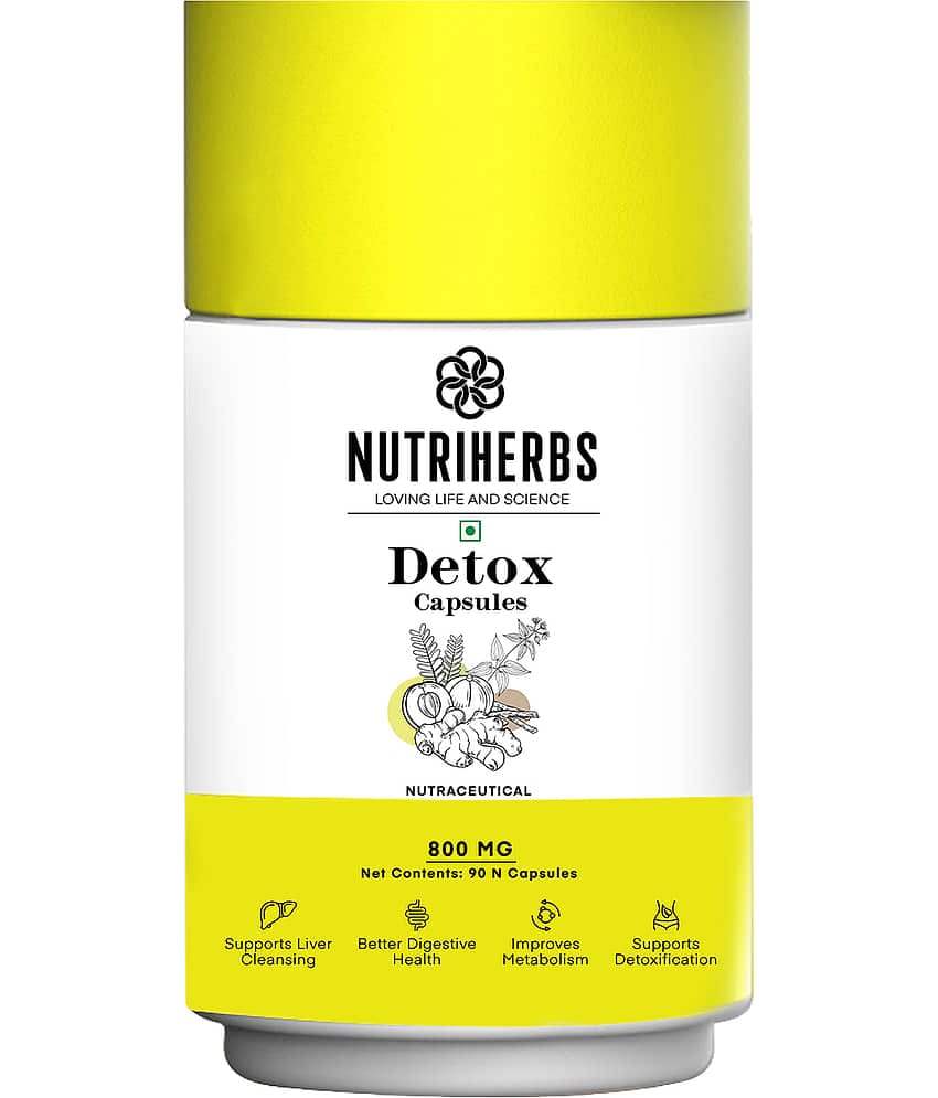Nutriherbs Detox 90 capsules 800 mg Support Weight Management Improves Metabolism & Promotes Healthy Lifestyle - Pack of 1