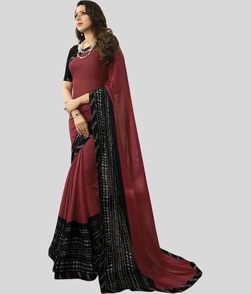 Gazal Fashions Chiffon Printed Saree With Unstitched Blouse Piece ( Multicolor )
