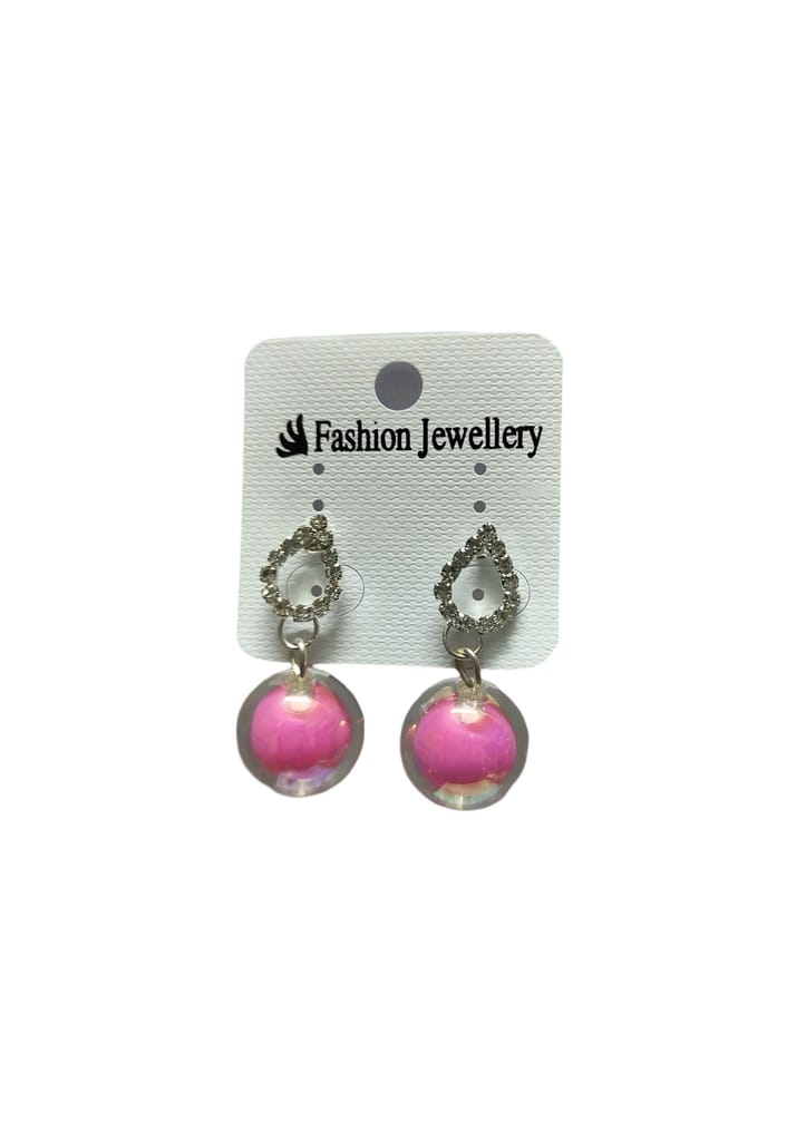 Fashion Jewelry Pink Rhinestone Dangle Earrings