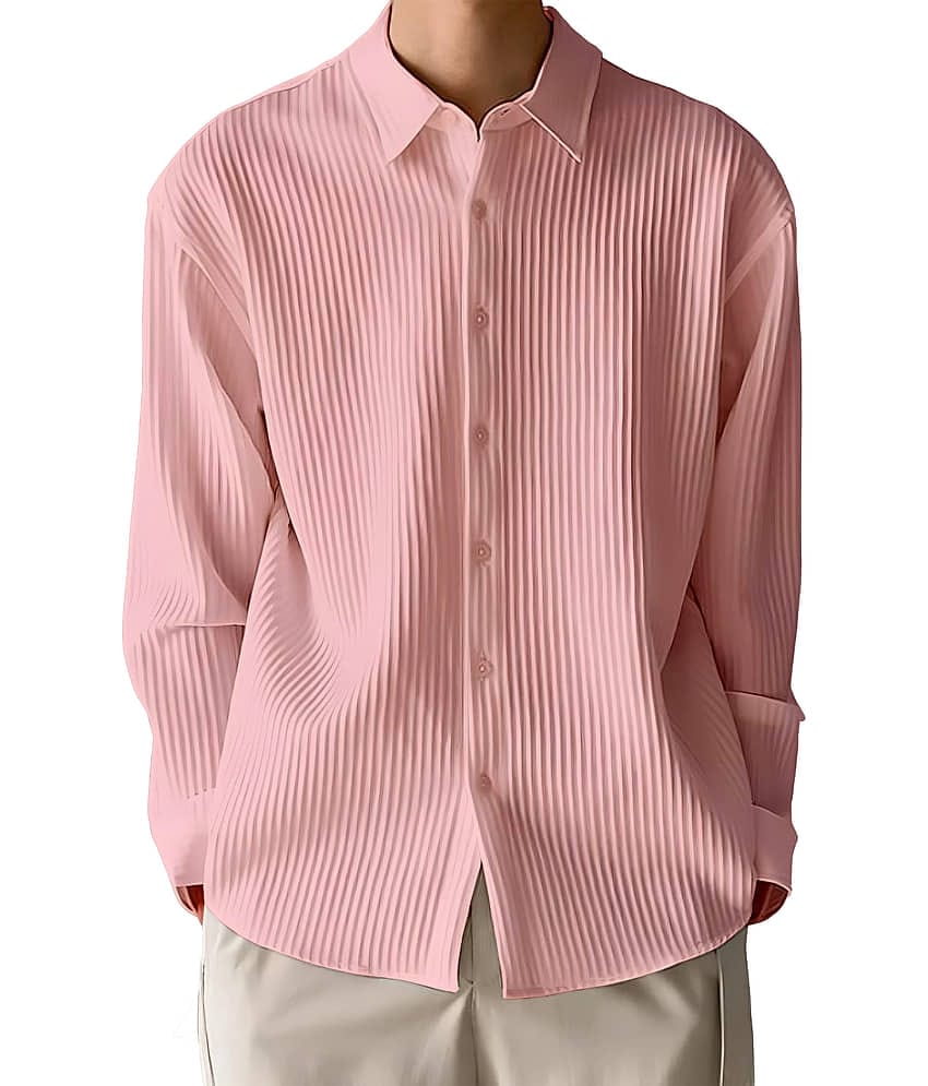 color bucket Corduroy Regular Fit Striped Full Sleeves Men's Casual Shirt - Peach ( Pack of 1 )