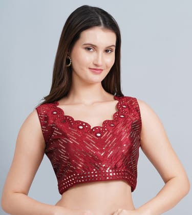 MRS RIGHT FANCY RED GEORGETTE PADDED BLOUSE FOR WOMEN AND GIRLS