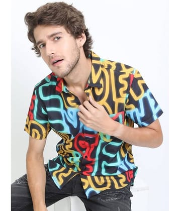 Ketch Polyester Slim Fit Printed Half Sleeves Men's Casual Shirt - Multi ( Pack of 1 )
