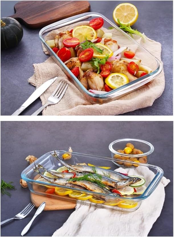 Borosilicate Glass Baking Dish | 1200 ML | Oven, Microwave, Freezer & Dishwasher Safe | Transparent, Durable & Heat-Resistant |Glass Bakeware for Baking, Roasting & Serving