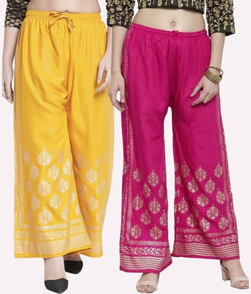 MEYARA - Pink Rayon Flared Women's Palazzos ( Pack of 2 )