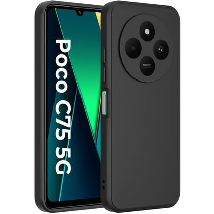 A rtistque Back Cover Case for Poco C75 5G / M7 5G / Redmi A4 5G / Redmi 14c 5G with Camera Protection | Shockproof TPU|Stylish Protective Design|Slim Fit|Ultra Matte| Back Cover - Black A rtistque Back Cover Case for Poco C75 5G / M7 5G / Redmi A4 5G / 