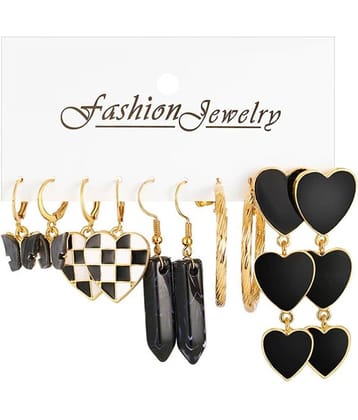FASHION FRILL - Black Drop Earrings ( Pack of 5 )