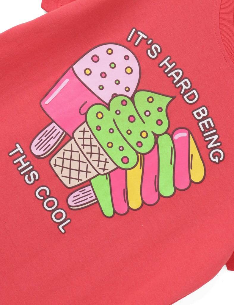 Latest Kids Girls T shirt Cotton Hibiscus Red Cool Ice Creams 2025 at ShopCircuit | ONDC