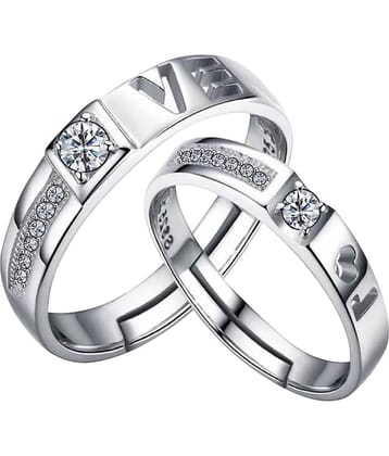 Solitaire Adjustable  Speical Couple Ring Set Diamond  Wedding Engagement Valentine Gift  Silver Plated  Ring For Women And Men