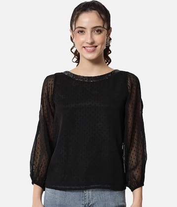 ALL WAYS YOU Women's Georgette Regular Top ( Black )