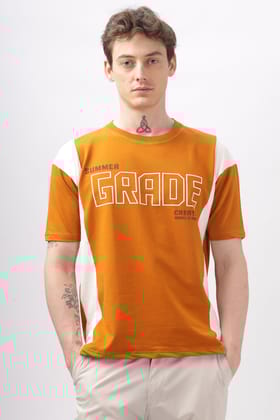 Summer Grade Drop Shoulder Orange T-shirt-XXL
