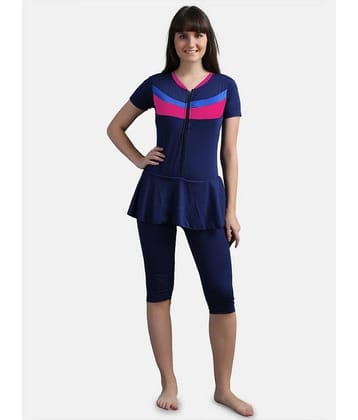 N-Gal Polyester Navy One Piece Swimsuit without Skirt - Single N-Gal Polyester Navy One Piece Swimsuit without Skirt - Single