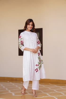Floral Grace White Cord Set-OFF WHITE / M
