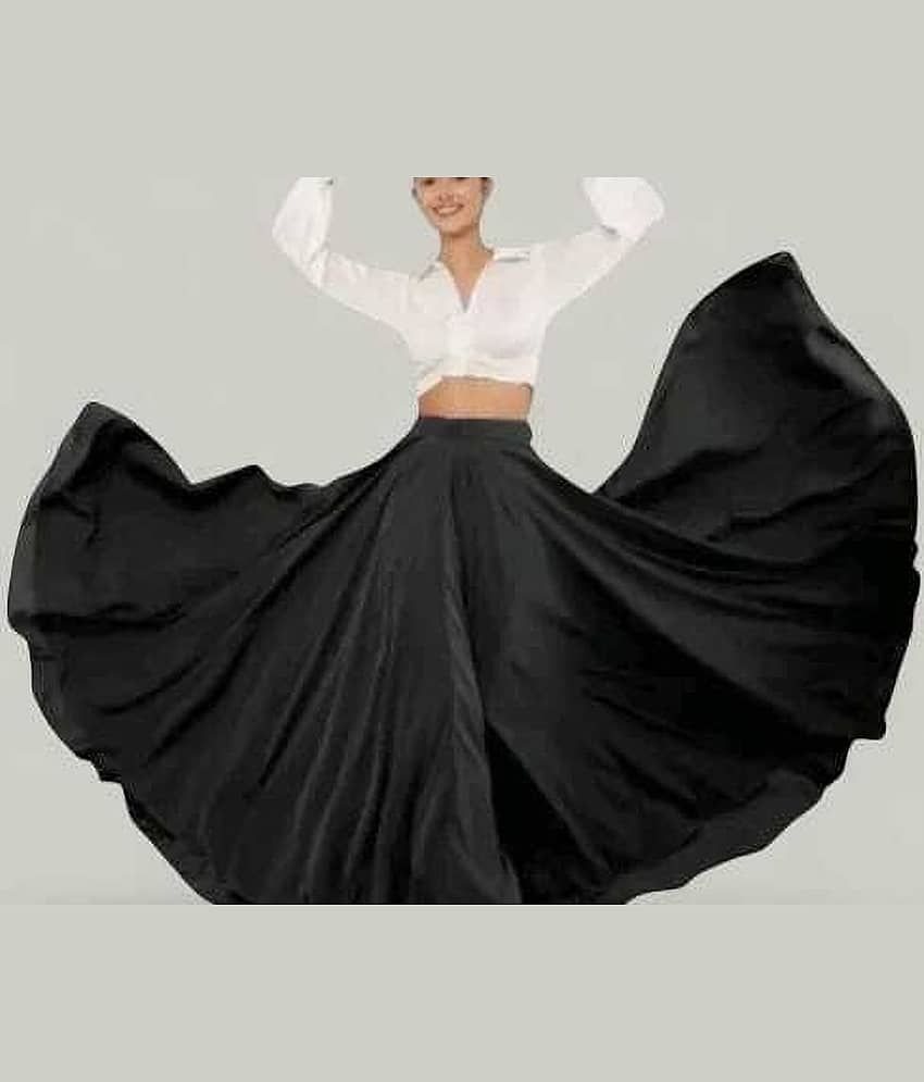 KAHARA Black Crepe Women's Flared Skirt ( Pack of 1 )