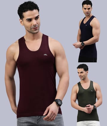 LUX PARKER Pack of 3 Cotton Basic Vest For Men ( Multicolor15 )