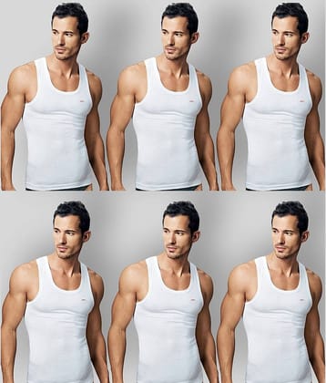 Rupa Jon - White Cotton Men's Vest ( Pack of 6 )