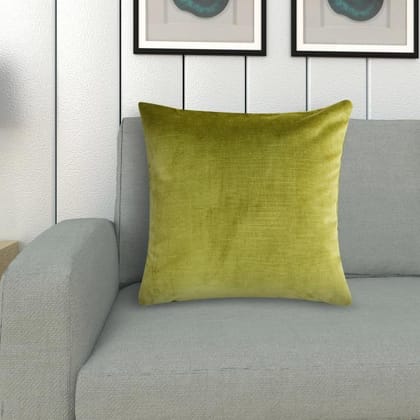 Solid Parrot Green Velvet Cushion Cover-12 x 12 inches / Plain Cotton Backing