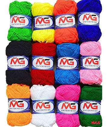 M.G Enterprises 12 pc v2 Combo Wool Ball. Hand Knitting Art Craft Soft Fingering Crochet Hook Yarn, Needle Knitting Thread Dyed.