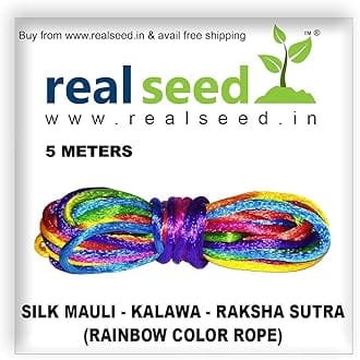 Real Seed Silk Mauli - Kalawa - Raksha Sutra | Rainbow Color Silk Rope Thread 5 Meters | Ideal for Jewellery Making