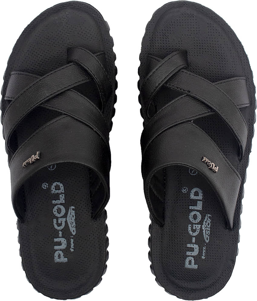 ASIAN Black Men's Leather Slipper