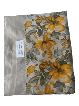 Yellow Floral Saree with Silver Border
