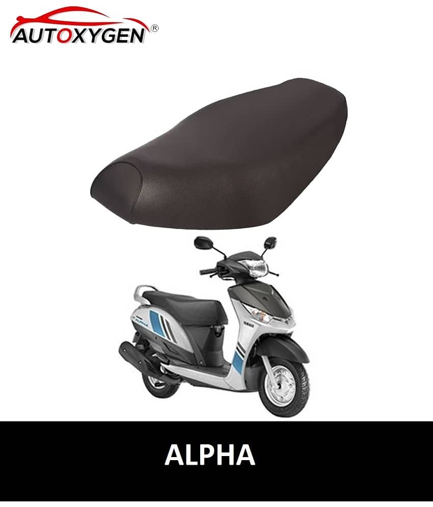 Autoxygen Scooter/Scooty Removable & Washable PU Leather Waterproof Seat Cover Accessories For Yamaha Alpha (Black)