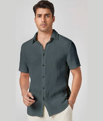 WEBRIC Cotton Blend Regular Fit Solids Half Sleeves Men's Casual Shirt - Dark Grey ( Pack of 1 )