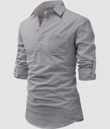 Life Roads Grey Cotton Men's Shirt Style Kurta ( Pack of 1 )