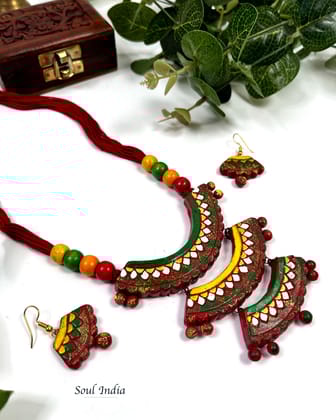 Handmade Cascade Style Terracotta Jewellery Set