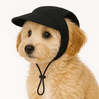 Dog Baseball Cap – Adjustable Sun Hat with Ear Holes & Visor-Black / S