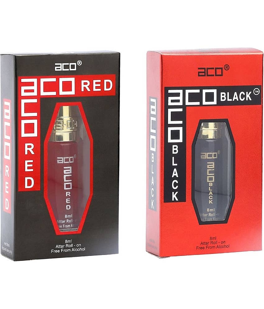 aco perfumes ACO RED & ACO BLACK Concentrated  Attar Roll On 8ml COMBO SET
