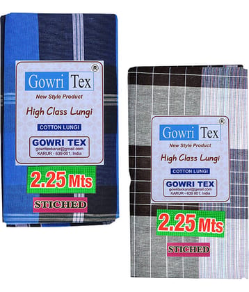 GOWRI TEX Cotton Men's Lungi Multicolor ( Pack of 2 )