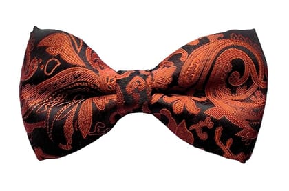 VOICI Men's Velvet & Satin oversized Bow & Pocket Square Tie Black Color Free Size best for Tuxido dinner jackets - Brick Red