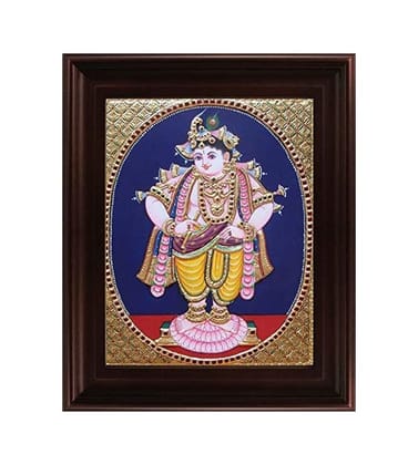 Vittoba Krishna Traditional Tanjore Painting By Authentic Handcrafted Method (Size 12x10)