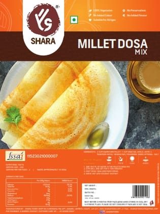 Shara Millet Dosa Mix (200g) | Nutritious Multi-Millet Blend | Healthy Breakfast Shara Millet Dosa Mix (200g) | Nutritious Multi-Millet Blend | Healthy Breakfast