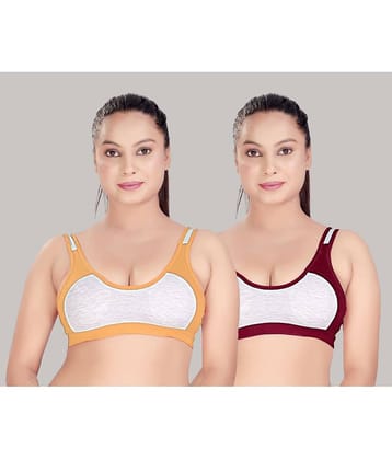 HAYA Pack of 2 Cotton Non Padded Women's Everyday Bra ( Multicolor )
