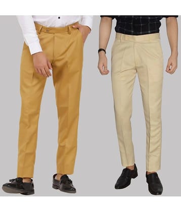 Kundan - Multicolor Cotton Blend Regular - Fit Men's Formal Pants ( Pack of 2 )