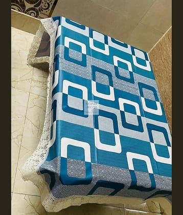 mopak decor Printed Polyester 4 Seater Square Table Cover ( 152 x 102 ) cm Pack of 1 Blue