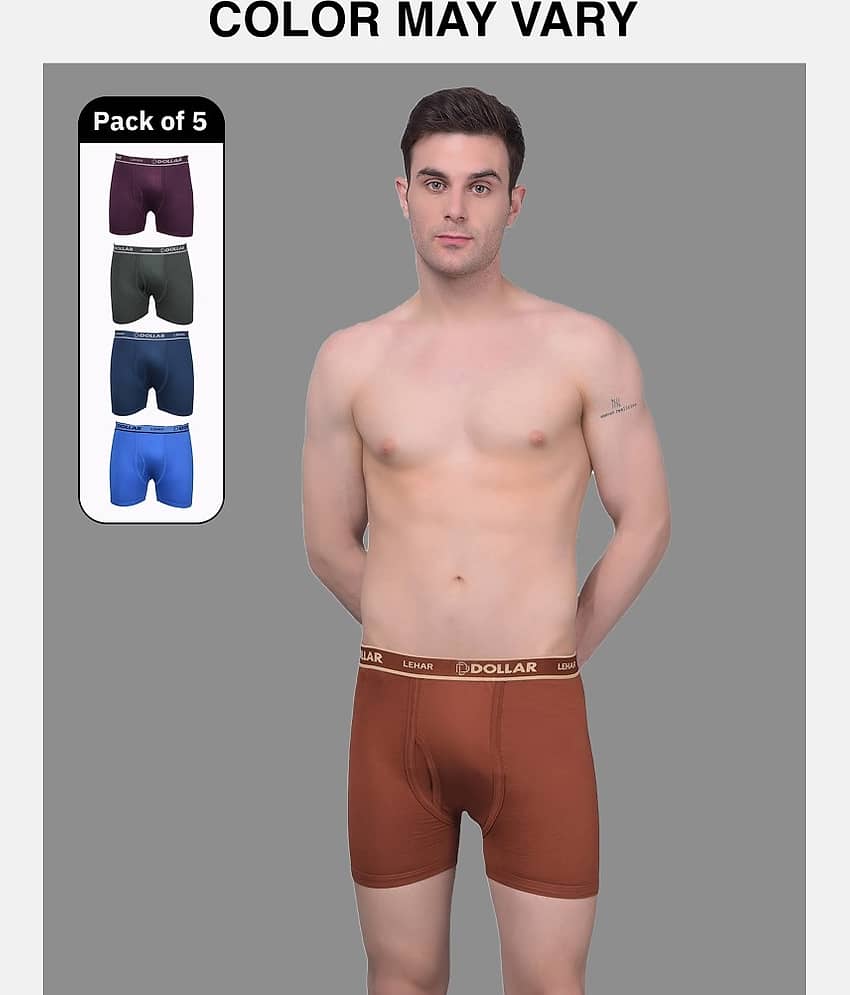 Dollar Lehar Mens Combed Cotton Trunk - Pack of 5 - (Colour May Vary)