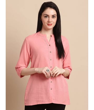 Pistaa Women Solid Cotton Shirt ( Rust )