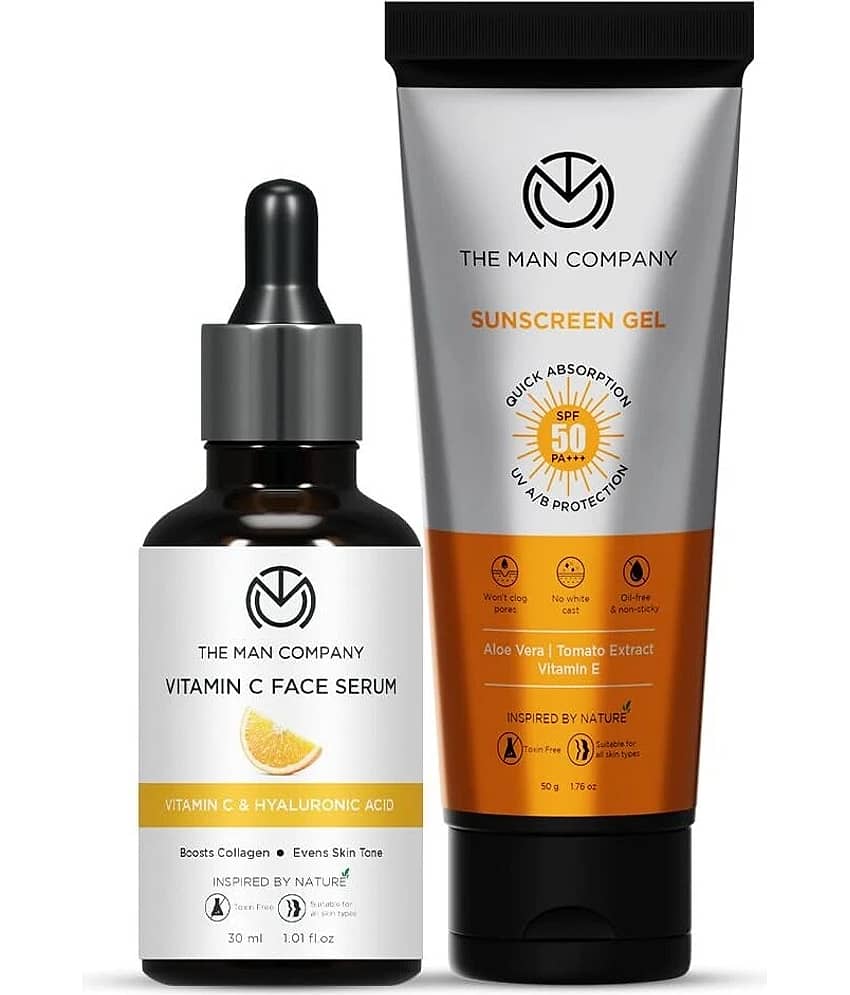 The Man Company Glow & Protect Duo - Sunscreen SPF 50 PA+++ & Vitamin C Face Serum Combo (50g + 30ml)