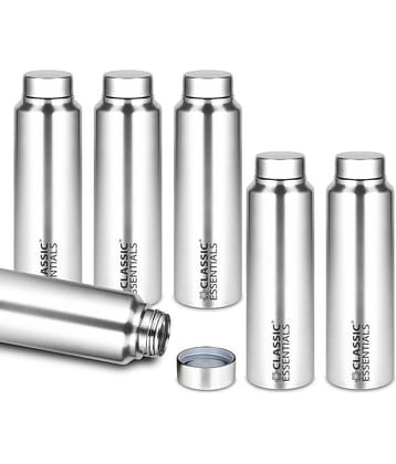 Classic Essentials Inox Spring Silver Fridge Water Bottle 1000 mL ( Set of 6 )