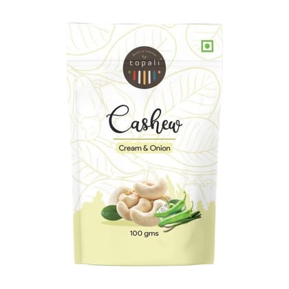 Topali Cream and Onion Flavoured Cashew (100g) | Classic Sour Cream Mix | Continental Style Snack
