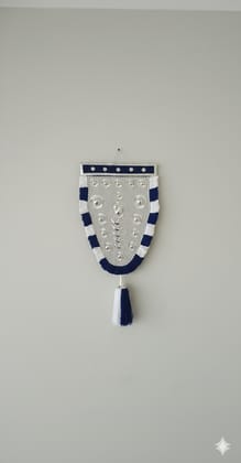 VKR Trading Handmade Nettipattam Silver Stone Decor White and Blue Thread 26x18 Inch