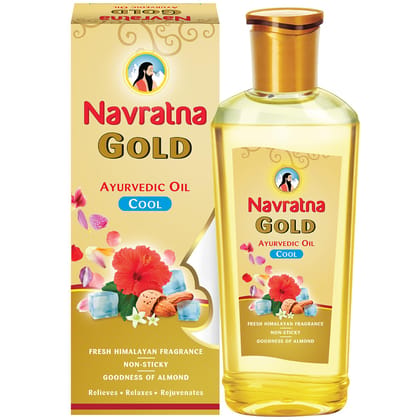 Navratna Gold Ayurvedic Cool Oil | Goodness of Almonds | Non-Sticky and Fresh Lily Fragrance | 500ml Navratna Gold Ayurvedic Cool Oil | Goodness of Almonds | Non-Sticky and Fresh Lily Fragrance | 500ml - Golden / 500ML