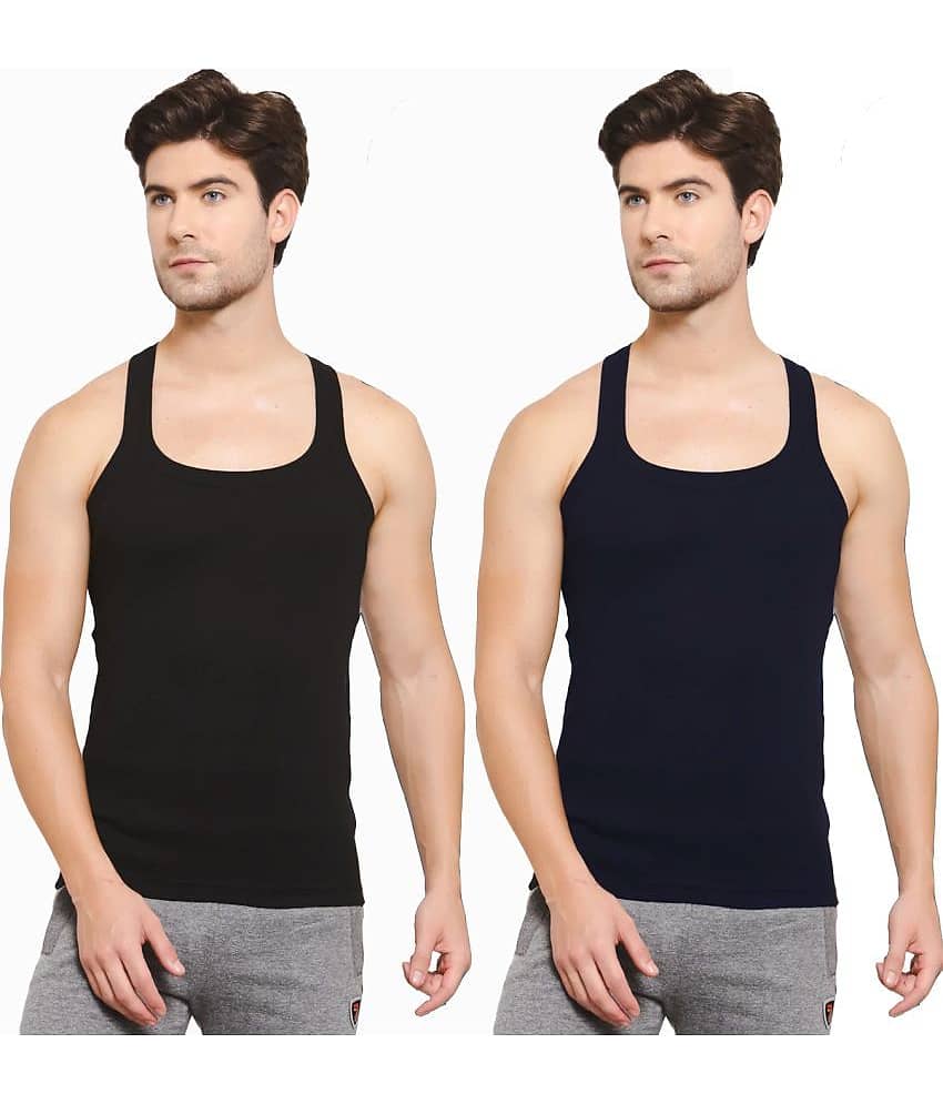 SPORTO Multicolor Cotton Men's Vest ( Pack of 2 )