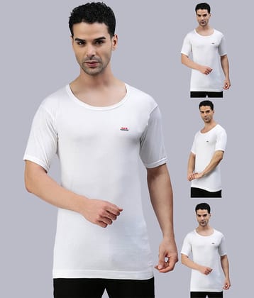 LUX PARKER Pack of 4 Cotton Basic Vest For Men ( White )