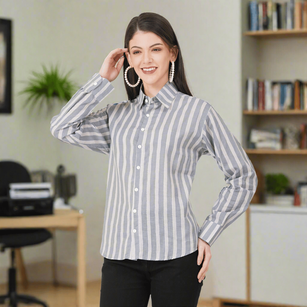 Women's Shirts Full Sleeves 100% Cotton-S
