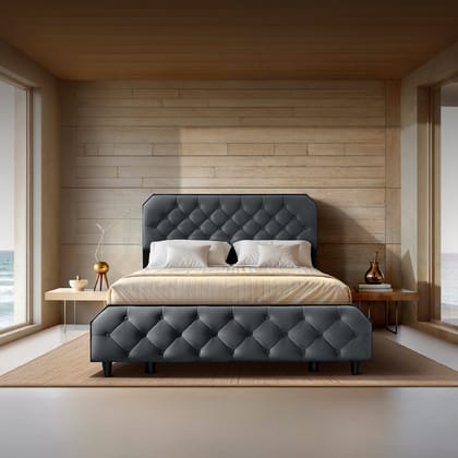 Wave Plus Adjustable Bed Serene Upholstered Bed (Grey)+ Wave Kinect Propel Mattress 8"(20.3cm)-Queen