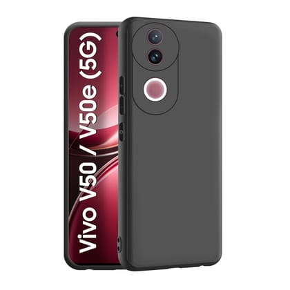 Vivo V50 / V50e / Vivo T4R (5G) Back Cover | Camera Bump Protection & Inner Velvet Fabric Lining | Ultra Slim Matte Soft Rubberised Case Cover (Black)